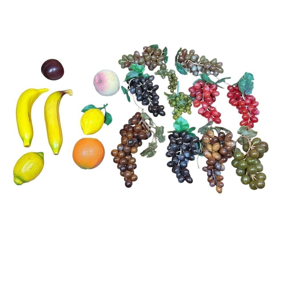 Vintage Artificial Fruit Mix Fake Realistic‎ Lifelike Fruit Mix Lot Of 18 Pieces